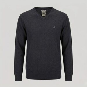 Volcom Corpo Class Mens Medium Gray Sweater Understated SWTR V-Neck 100% Cotton